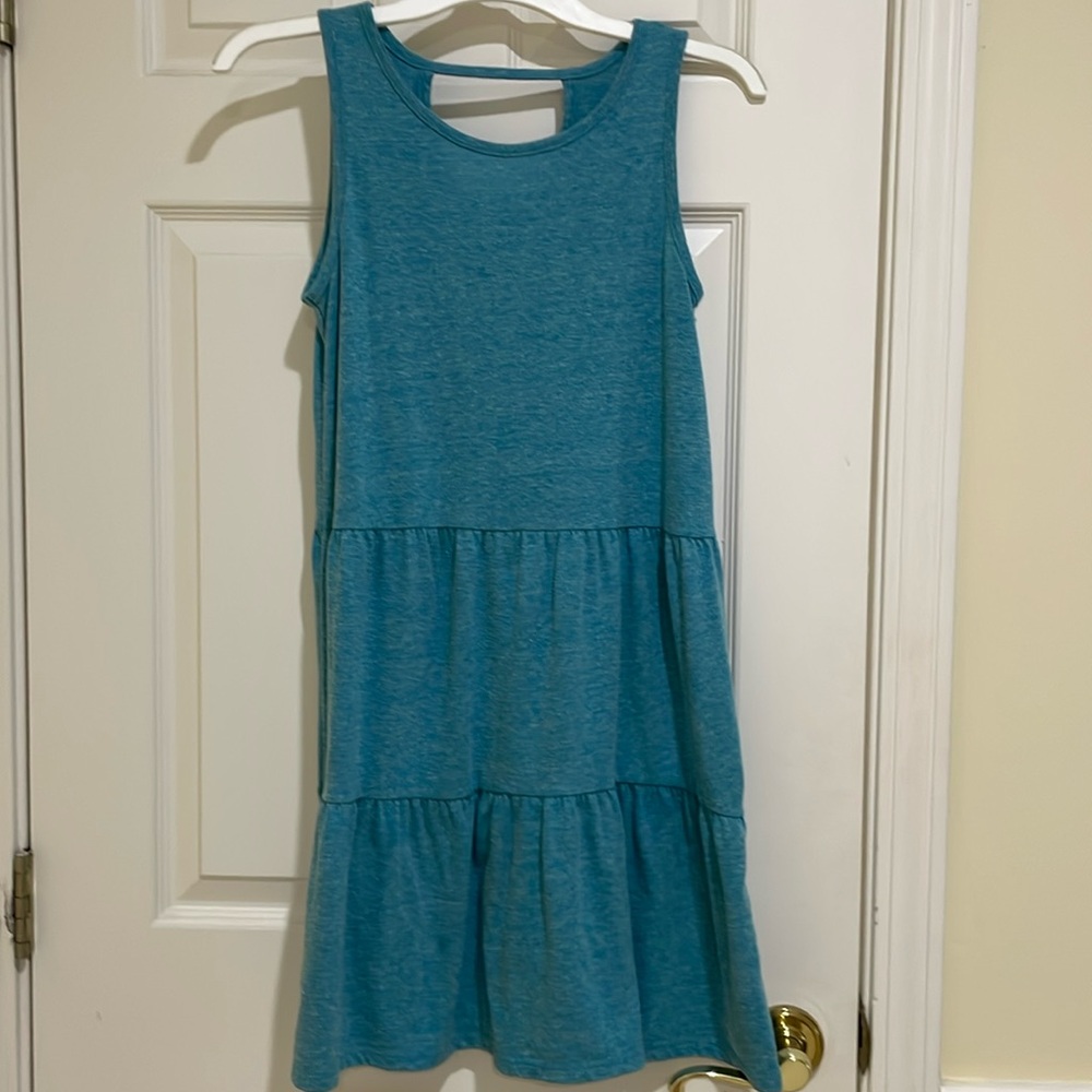 SO girls 14-16 teal cotton tier dress